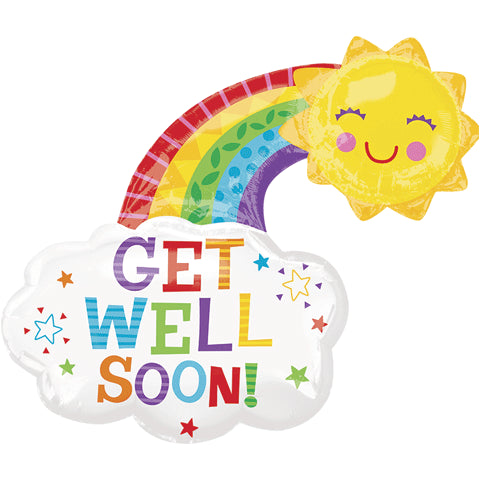 30" Get Well Happy Rainbow SuperShape™ Balloon