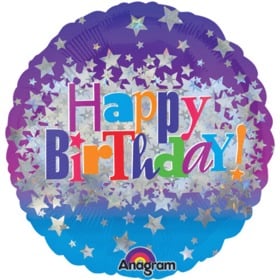 18" Happy Birthday Bright Stars Standard Balloon