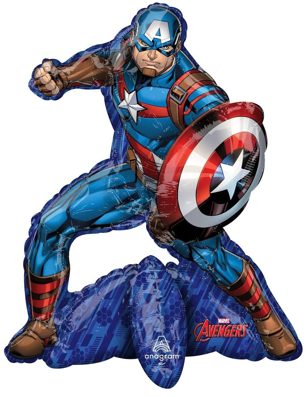 26" Marvel Avengers Captain America AirLoonz® Balloon – Self-Standing Superhero Party Decor (No Helium Needed)