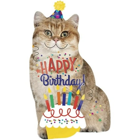 33" Birthday Cat SuperShape™ Balloon
