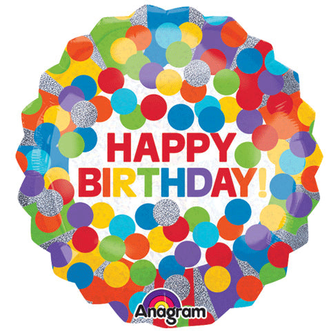 28" Rainbow Birthday Holographic Jumbo Balloon