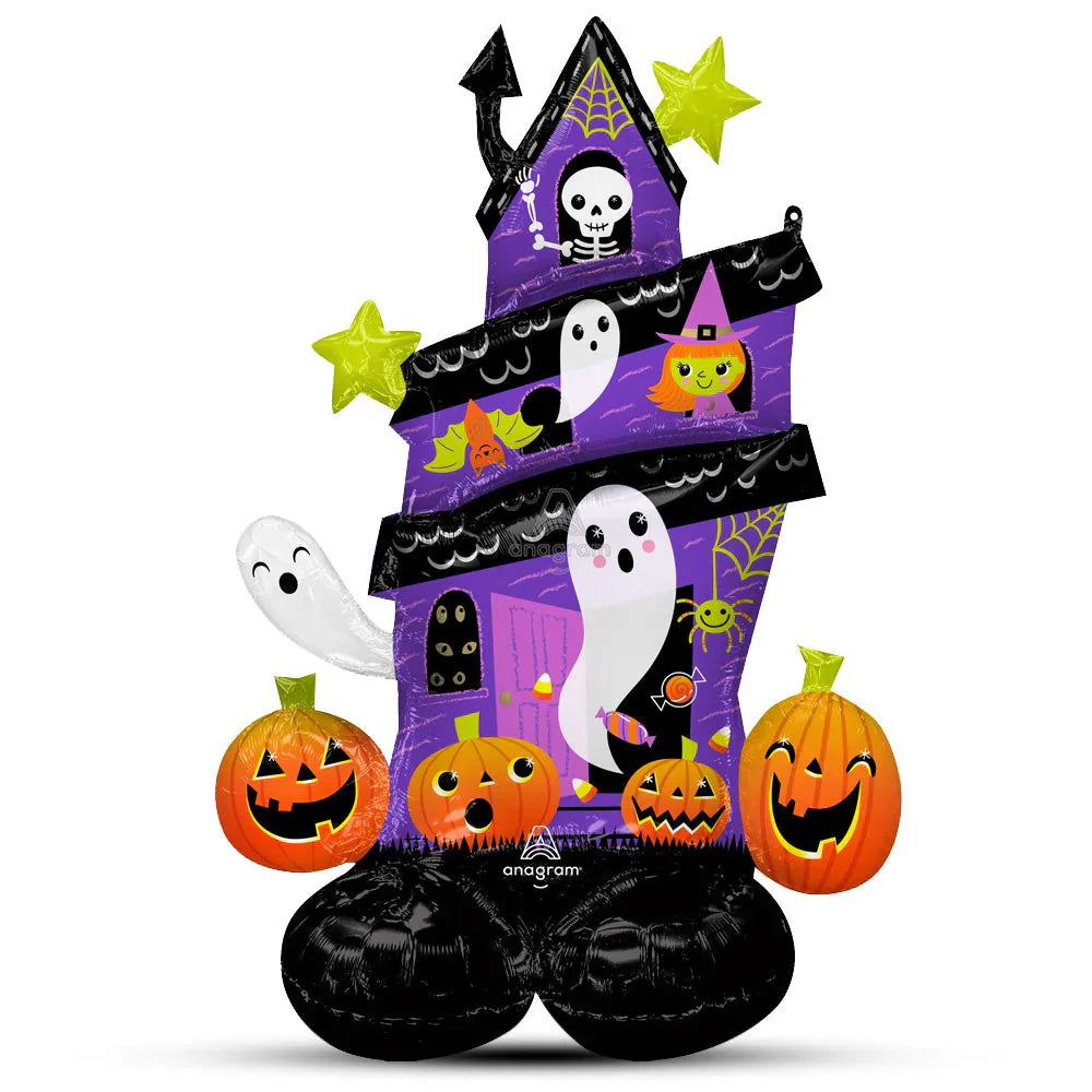 50" Halloween Haunted House AirLoonz® Balloon – Giant Self-Standing Halloween Decor (No Helium Needed)